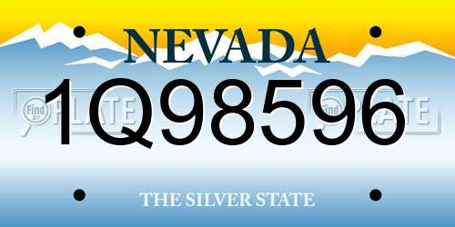 1Q98596 Nevada License Plate