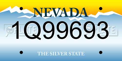 1Q99693 Nevada License Plate