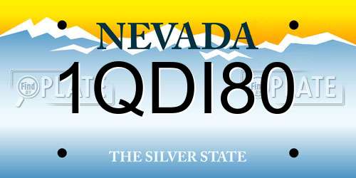 1QDI80 Nevada License Plate