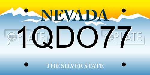 1QDO77 Nevada License Plate