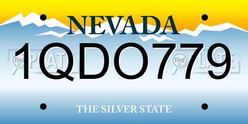 1QDO779 Nevada License Plate