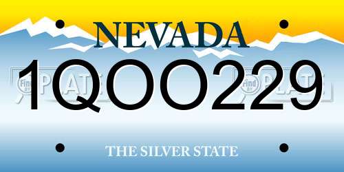 1QOO229 Nevada License Plate