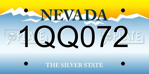 1QQ072 Nevada License Plate
