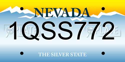 1QSS772 Nevada License Plate