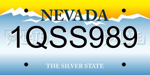 1QSS989 Nevada License Plate