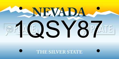 1QSY87 Nevada License Plate