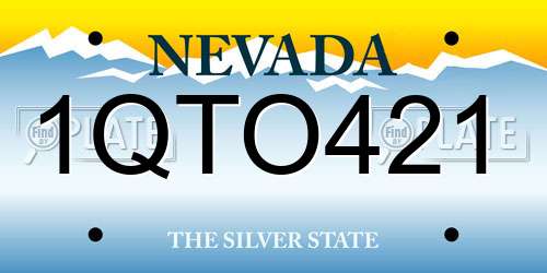 1QTO421 Nevada License Plate