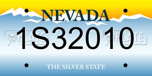 1S32010 Nevada License Plate