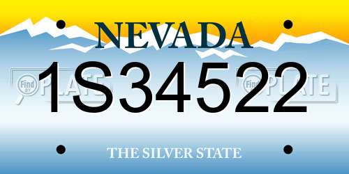 1S34522 Nevada License Plate
