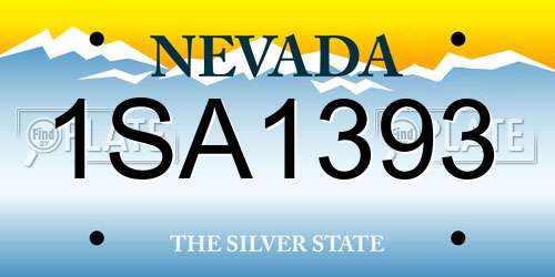 1SA1393 Nevada License Plate