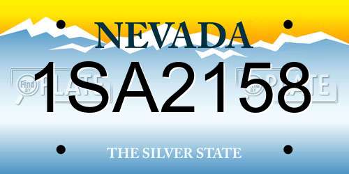 1SA2158 Nevada License Plate