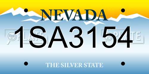 1SA3154 Nevada License Plate