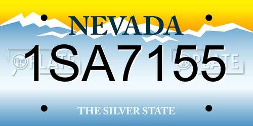 1SA7155 Nevada License Plate