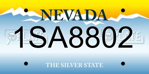 1SA8802 Nevada License Plate