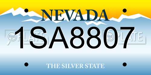 1SA8807 Nevada License Plate