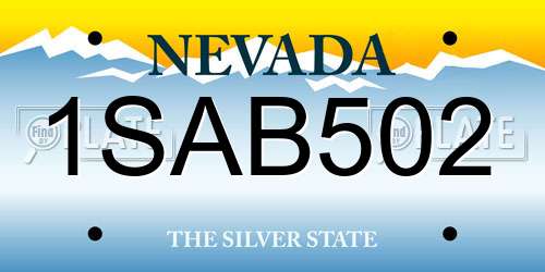 1SAB502 Nevada License Plate
