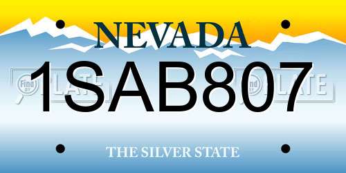 1SAB807 Nevada License Plate