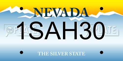 1SAH30 Nevada License Plate