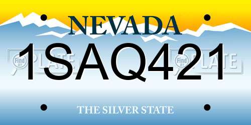 1SAQ421 Nevada License Plate