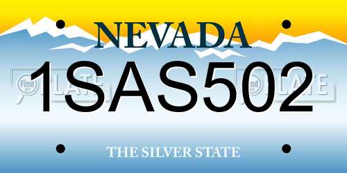 1SAS502 Nevada License Plate