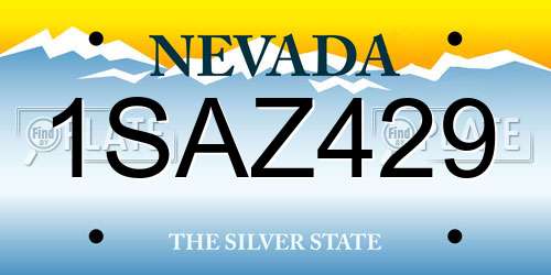 1SAZ429 Nevada License Plate