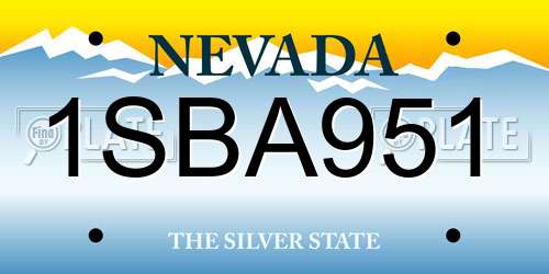 1SBA951 Nevada License Plate