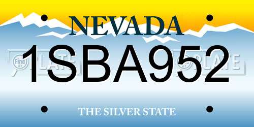 1SBA952 Nevada License Plate