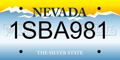 1SBA981 Nevada License Plate