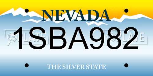 1SBA982 Nevada License Plate