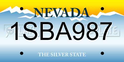 1SBA987 Nevada License Plate