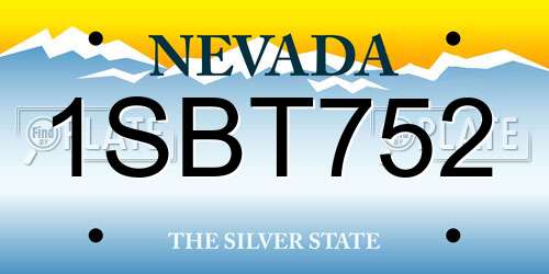 1SBT752 Nevada License Plate