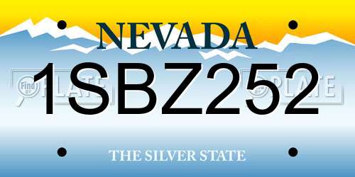 1SBZ252 Nevada License Plate