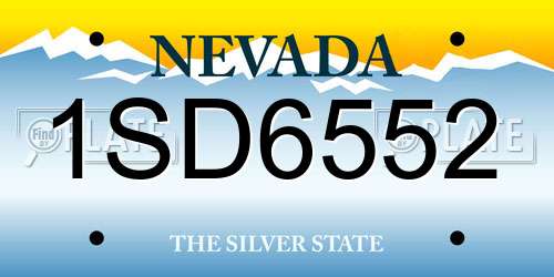 1SD6552 Nevada License Plate