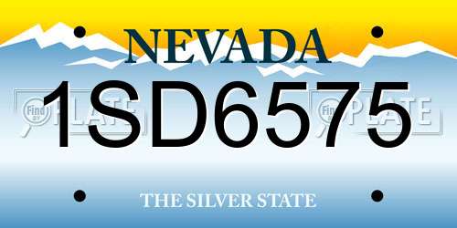 1SD6575 Nevada License Plate