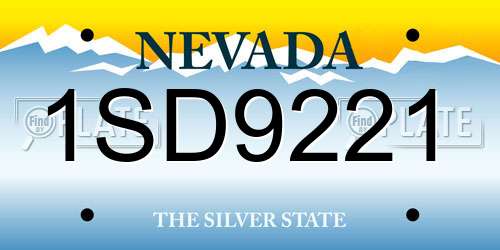 1SD9221 Nevada License Plate