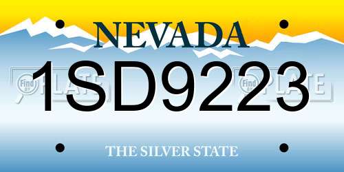 1SD9223 Nevada License Plate
