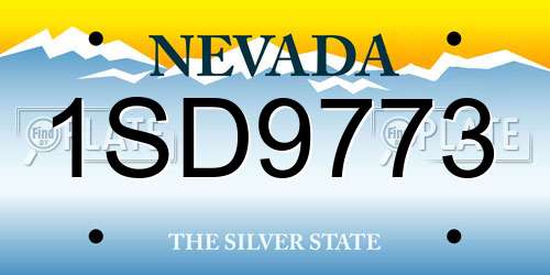 1SD9773 Nevada License Plate