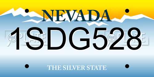 1SDG528 Nevada License Plate