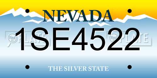 1SE4522 Nevada License Plate
