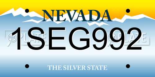 1SEG992 Nevada License Plate