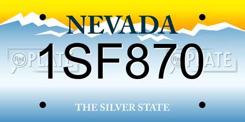 1SF870 Nevada License Plate
