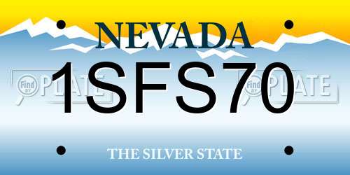 1SFS70 Nevada License Plate