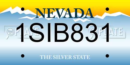 1SIB831 Nevada License Plate