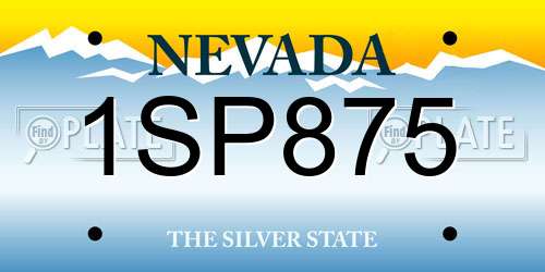 1SP875 Nevada License Plate