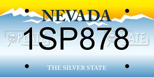 1SP878 Nevada License Plate