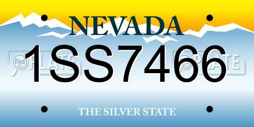 1SS7466 Nevada License Plate