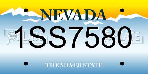1SS7580 Nevada License Plate