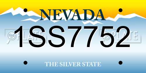 1SS7752 Nevada License Plate