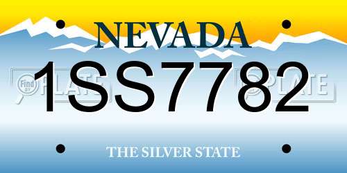 1SS7782 Nevada License Plate