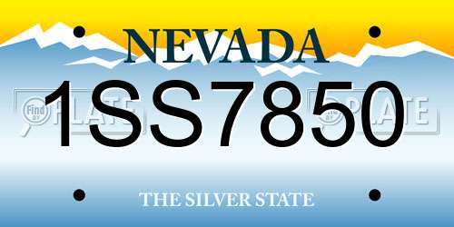 1SS7850 Nevada License Plate